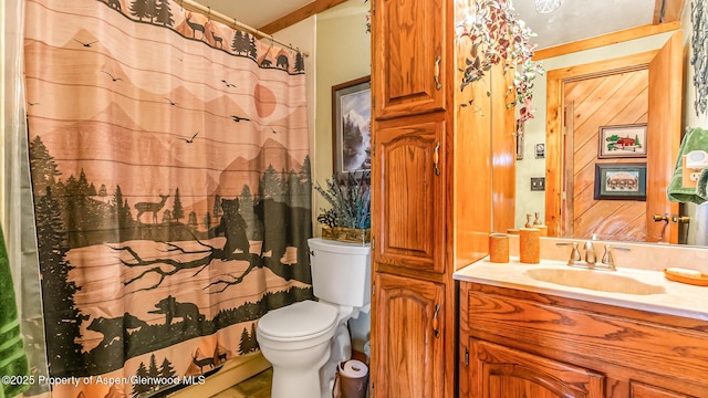 31 Ridge Dr, Craig, CO 81625 - full bath featuring toilet, vanity, and a shower with curtain
