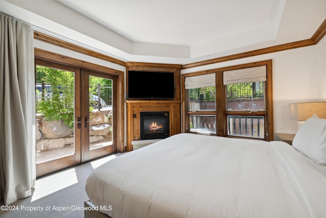 bedroom with access to outside and french doors