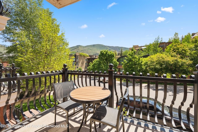 balcony with a mountain view