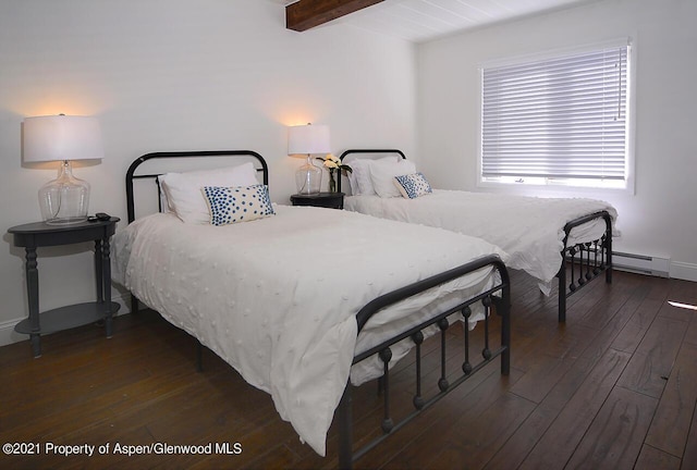 1024 E Cooper Ave Unit 8, Aspen, CO 81611 - bedroom with wood-type flooring, beamed ceiling, and baseboard heating