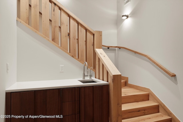 stairway with sink