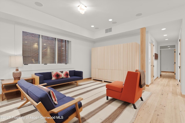 living room featuring light hardwood / wood-style flooring