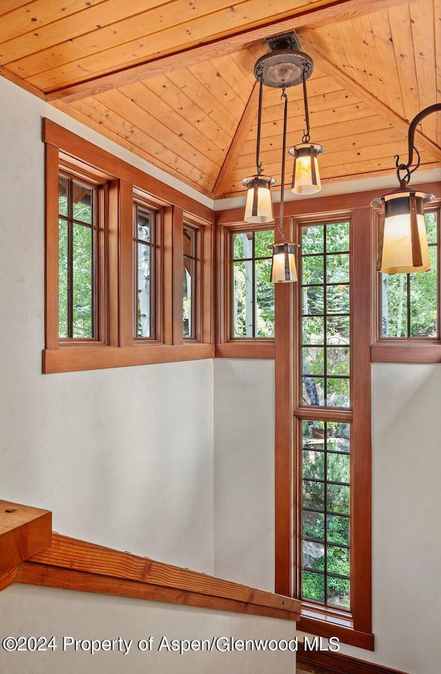 interior details with beamed ceiling and wooden ceiling