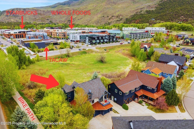 aerial view of a mountain backdrop