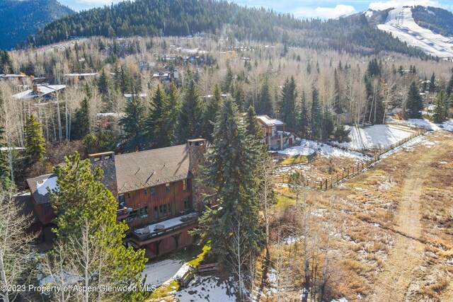 aerial view with a mountain view