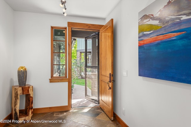 entryway with rail lighting