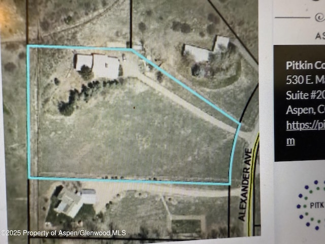 63 Alexander Ave, Snowmass, CO 81654 - aerial overview of property's location featuring property parcel outlined