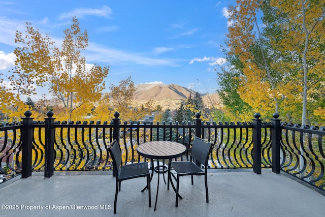 balcony with a mountain view