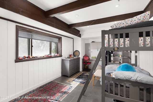116 S Bill Creek Rd, Carbondale, CO 81623 - bedroom with beam ceiling, recessed lighting, and tile patterned floors