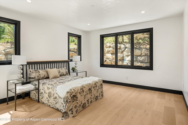 bedroom featuring light hardwood / wood-style floors