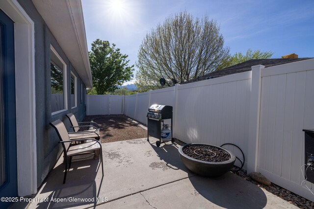 165 Harris Ln, Parachute, CO 81635 - fenced backyard with a grill and a patio