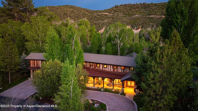 236 Bristlecone Dr, Carbondale, CO 81623 - rear view of house featuring curved driveway and a mountain view