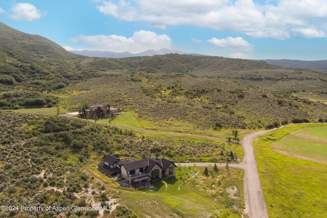 aerial view with a mountain view