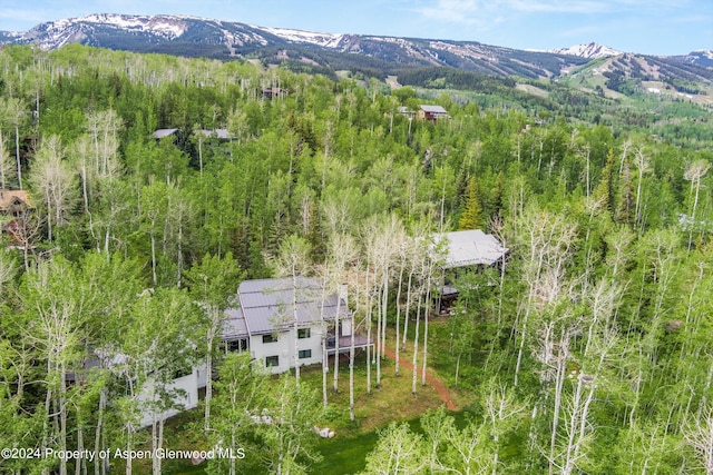 177 Stellar Ln, Snowmass Village, CO 81615 - aerial view of property and surrounding area featuring mountains and a heavily wooded area