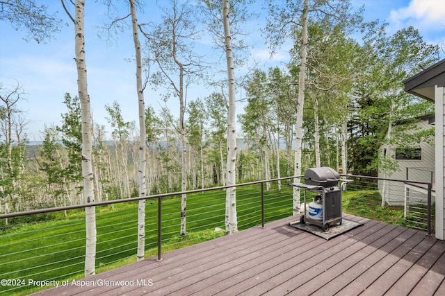 177 Stellar Ln, Snowmass Village, CO 81615 - wooden terrace with area for grilling and a yard