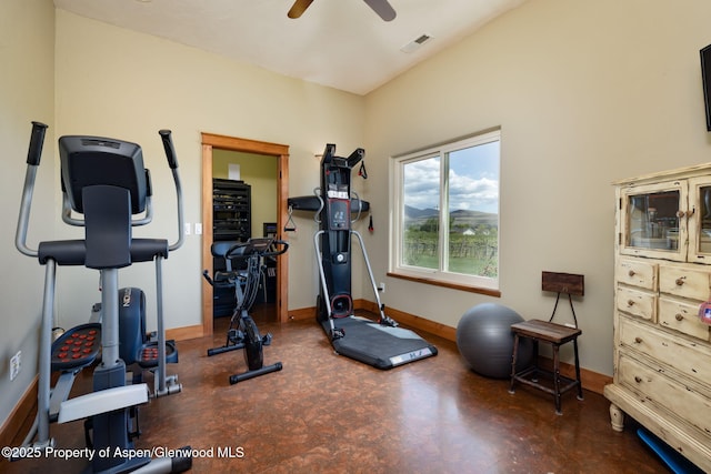 759 36 3/10 Rd, Palisade, CO 81526 - exercise room with baseboards and a ceiling fan