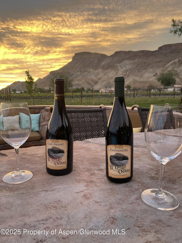 759 36 3/10 Rd, Palisade, CO 81526 - patio terrace at dusk featuring a mountain view and fence