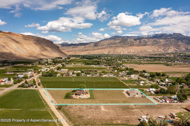 759 36 3/10 Rd, Palisade, CO 81526 - aerial view of property and surrounding area featuring property boundaries highlighted and a mountainous background