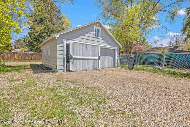 view of detached garage