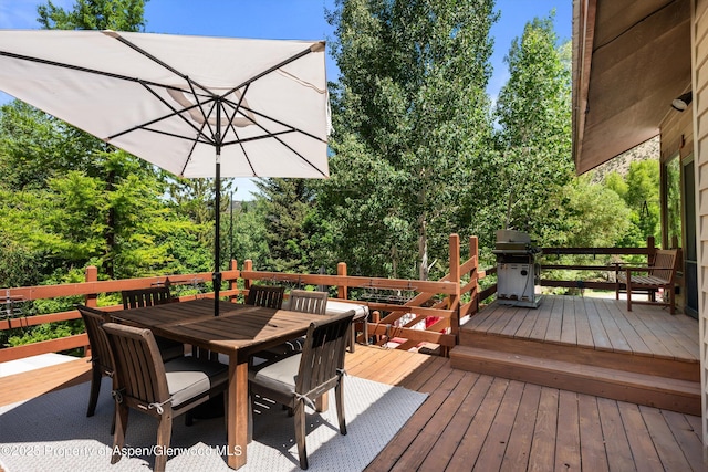 2755 Lower River Rd, Snowmass, CO 81654 - deck featuring outdoor dining area and a grill