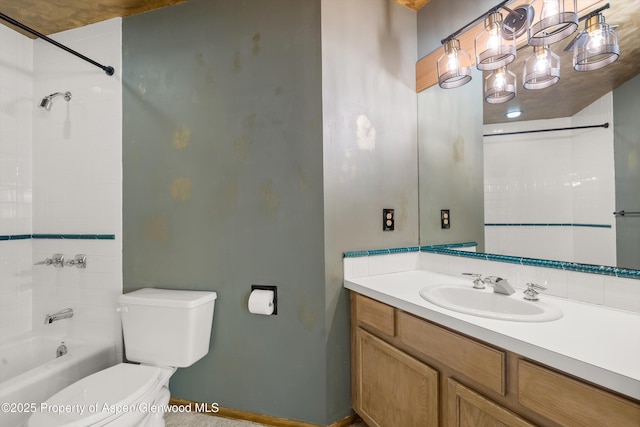 full bathroom with vanity, shower / bathing tub combination, and toilet