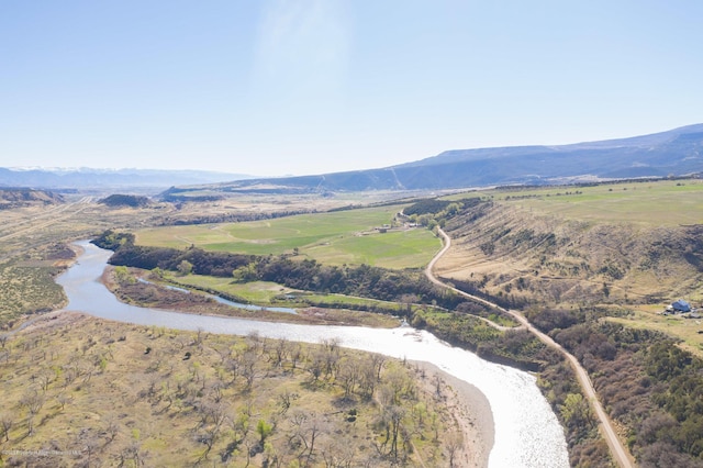 drone / aerial view with a mountain view