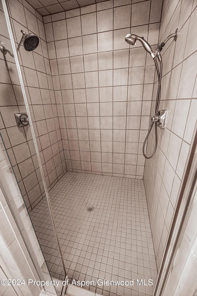 full bath with a shower stall