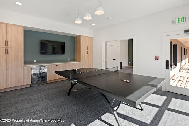 35 Upper Woodbridge Rd Unit 34Cd, Snowmass Village, CO 81615 - game room with beverage cooler, dark carpet, and recessed lighting