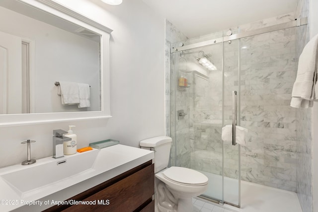 35 Upper Woodbridge Rd Unit 34Cd, Snowmass Village, CO 81615 - bathroom featuring vanity, a stall shower, and tile patterned floors