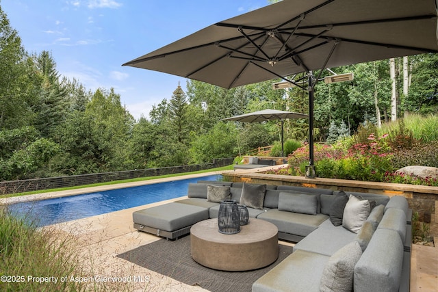 62 Bennett Ct, Aspen, CO 81611 - view of swimming pool featuring an outdoor hangout area and a patio area