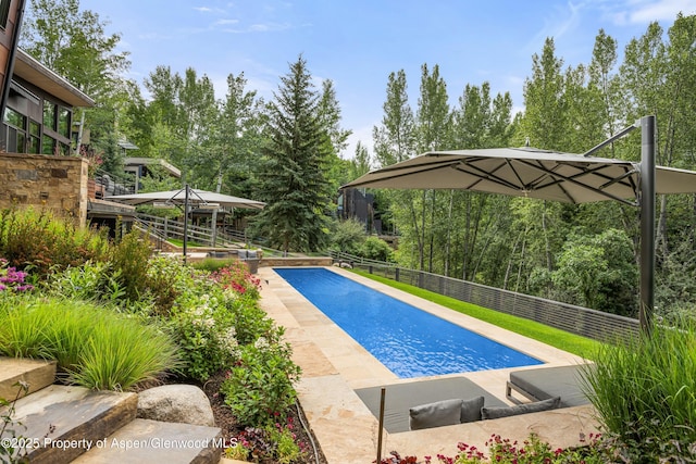 62 Bennett Ct, Aspen, CO 81611 - view of swimming pool with a fenced backyard and view of wooded area