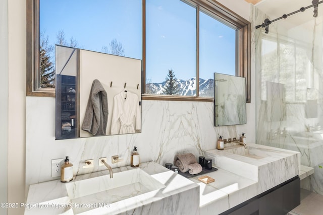 62 Bennett Ct, Aspen, CO 81611 - full bath with a mountain view and vanity