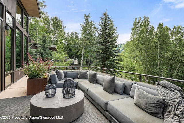 62 Bennett Ct, Aspen, CO 81611 - view of patio / terrace with an outdoor hangout area and a balcony