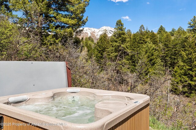 108 Prospector Trl, Marble, CO 81623 - exterior view of a hot tub, a mountain view, and a forest view