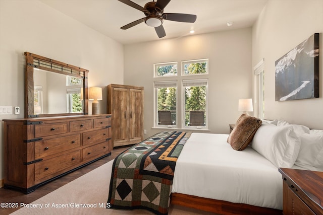 3900 County Road 3, Marble, CO 81623 - bedroom featuring dark wood-type flooring and ceiling fan