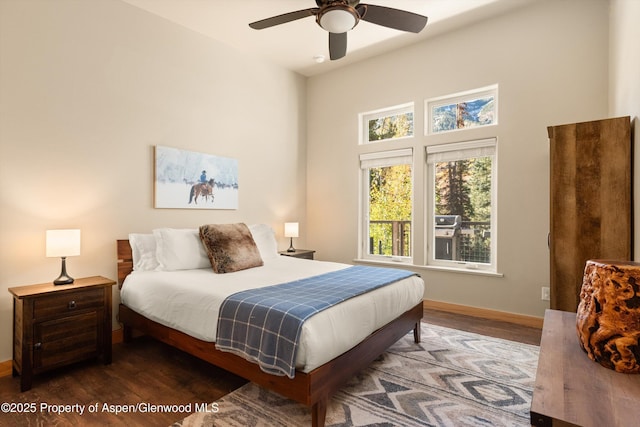3900 County Road 3, Marble, CO 81623 - bedroom with ceiling fan and dark hardwood / wood-style flooring
