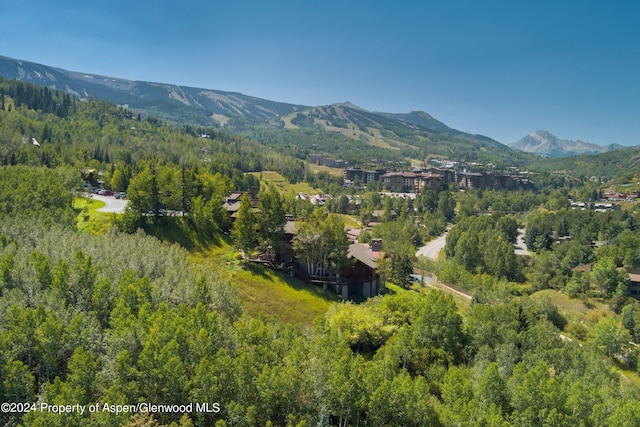 birds eye view of property featuring a mountain view