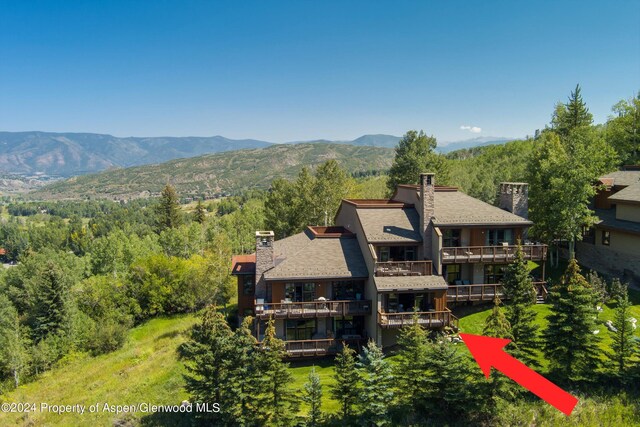 aerial view with a mountain view