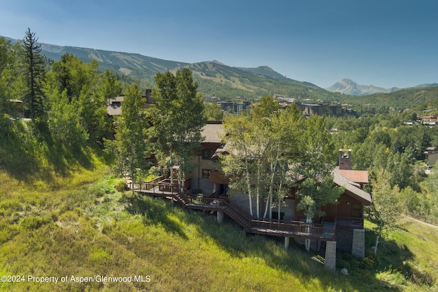 aerial view featuring a mountain view