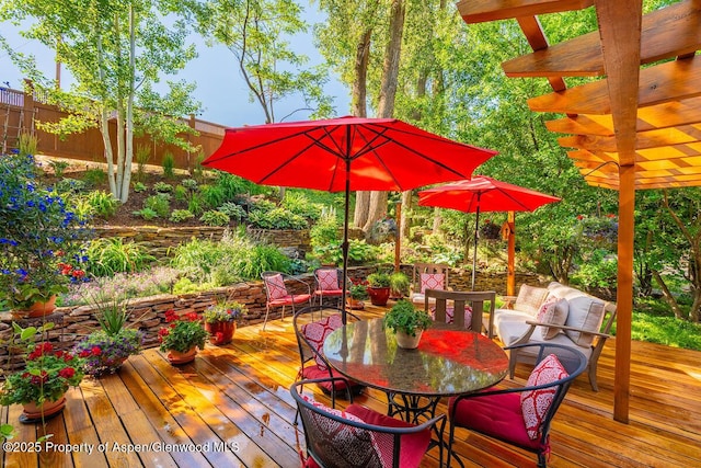 90 River Cv, Basalt, CO 81621 - deck featuring a fenced backyard and outdoor dining space