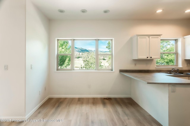 94 Castle Ridge Dr, New Castle, CO 81647 - kitchen with light wood-style floors, white cabinetry, and recessed lighting