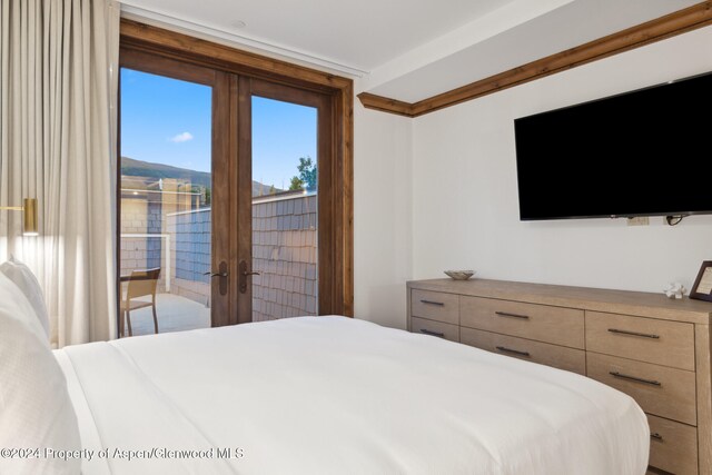 bedroom with access to exterior and french doors