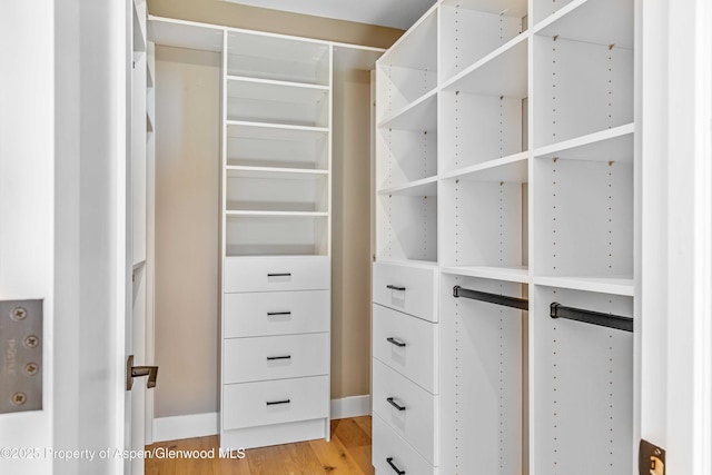 spacious closet with light wood finished floors