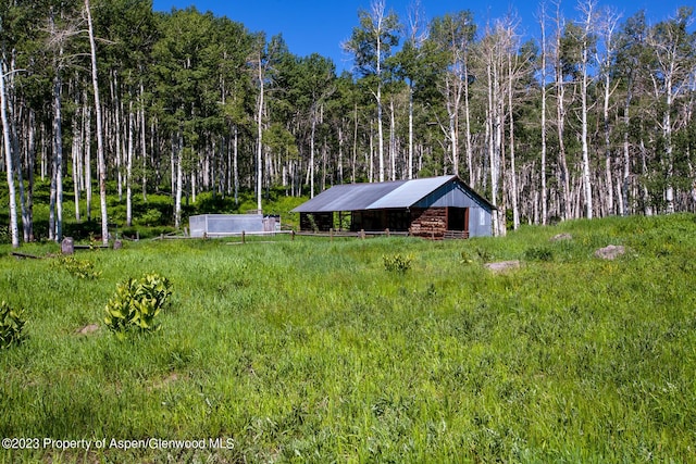 view of yard with an outdoor structure