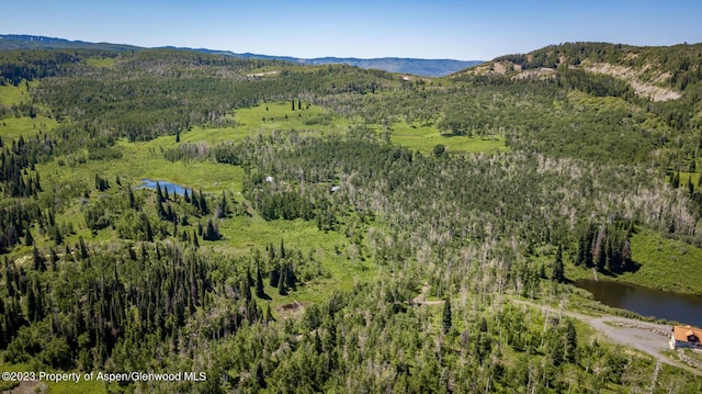 aerial view with a water and mountain view