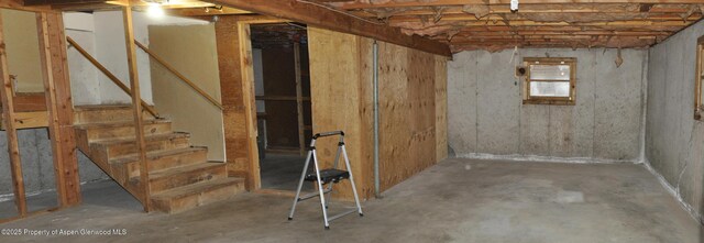 basement with stairs