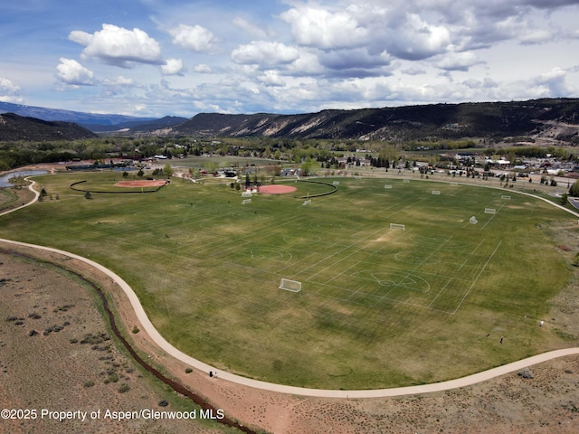 bird's eye view of a mountainous background