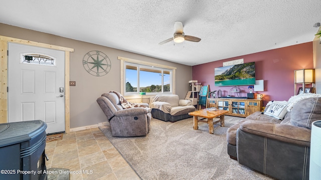 25 W 20th St, Craig, CO 81625 - living room with ceiling fan and a textured ceiling