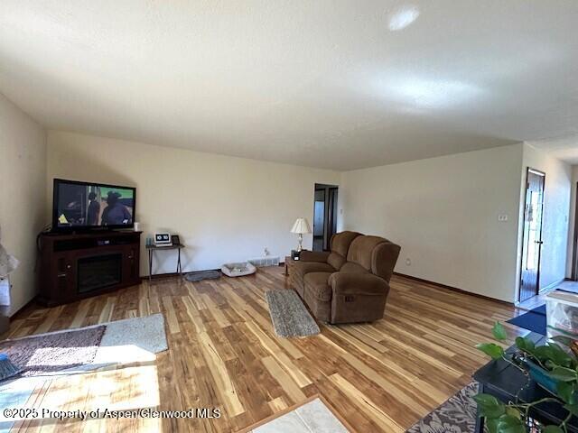 living area with wood finished floors