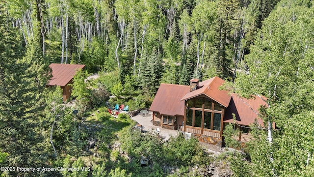 117 Deer Ln, Marble, CO 81623 - aerial overview of property's location with a heavily wooded area